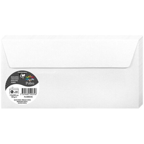 Clairefontaine kuverte Pollen 110x220mm 120gr perlasto bijele 1/20 Cijene