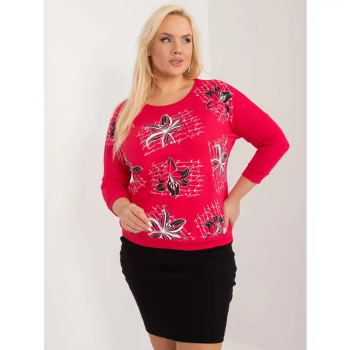 Fashion Hunters Women's red plus-size blouse with print