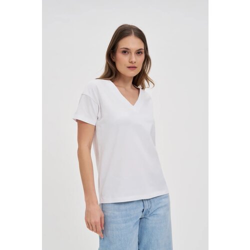 Marisse White Cotton V-Neck T-Shirt Cene