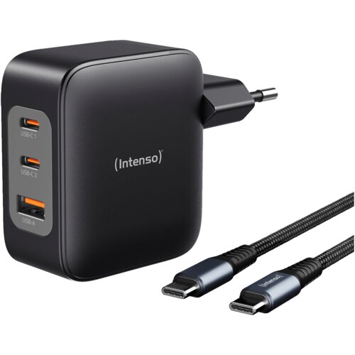 Intenso Punjač sa C kabelom, brzi, 1 x USB-A, 2 x UCB-C, 100 W, Adapter W100ACC GaN + C520C Cable Cijene