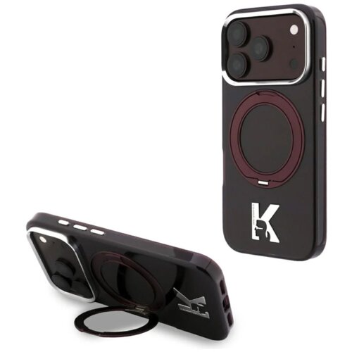  maska karl lagerfeld iml ring stand 360 kameo metal magsafe za iphone 17 pro/ 18 pro burgundy Slike