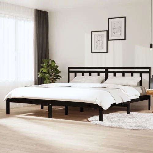 vidaXL posteljni okvir črn iz trdnega lesa 180x200 cm 6FT