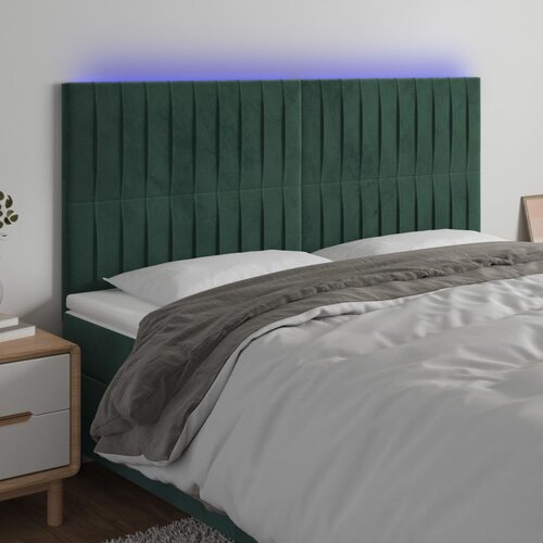  the living store led posteljno vzglavje temno zeleno 200x5x118/128 cm žamet - led vzglavje, (21451954) Slike