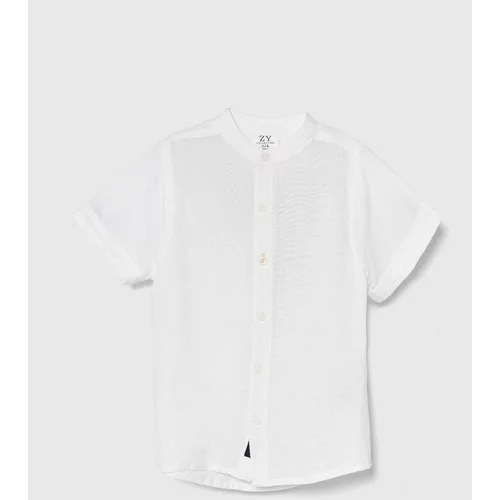 Zippy Otroška srajca s primesjo lanu bela barva