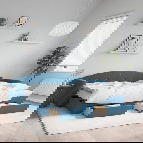 VidaXL Dnevni krevet na razvlačenje s ladicama plavi 90x200 cm bar&amp;scaron;un Slike