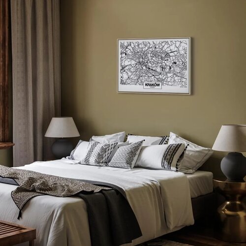  Slika - City Plan: Krakow (1 Part) Wide 90x60 U prirodnom drvenom okviru Slike