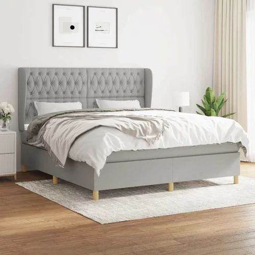 Box spring postelja z vzmetnico svetlo siva 180x200 cm blago, (20788813)