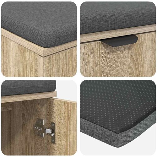 Klupa za hodnik s jastukom Sonoma hrast 100 x 38 x 46 cm Slike