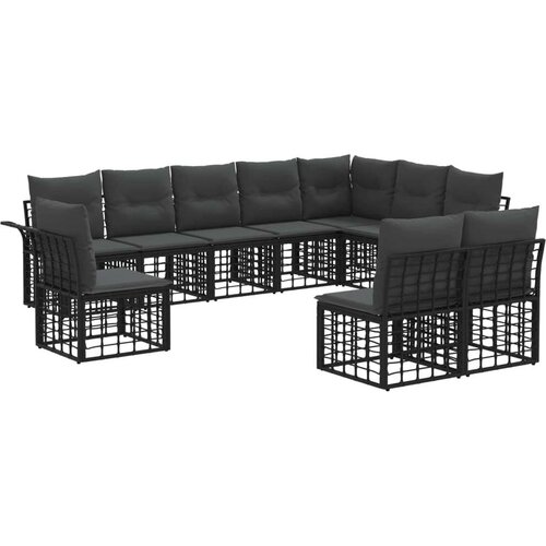  Set vanjskih sofa s jastukom 10 pcs Crna i tamno siva Poliester Cijene
