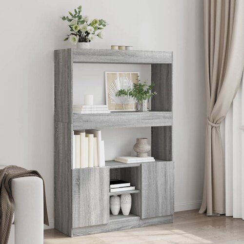 VidaXL Visoka omara siva sonoma 92x33x140 cm inženirski les Slike