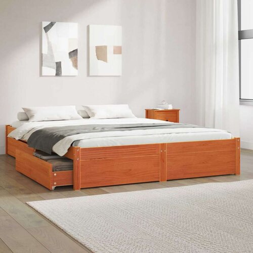  Konstrukcija postelje s predalom Voskast rjav 150 x 200 cm, (5000142043) Cene