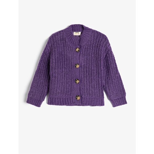 Koton Knitted Cardigan Button Closure Long Sleeve Round Stand Collar Cene