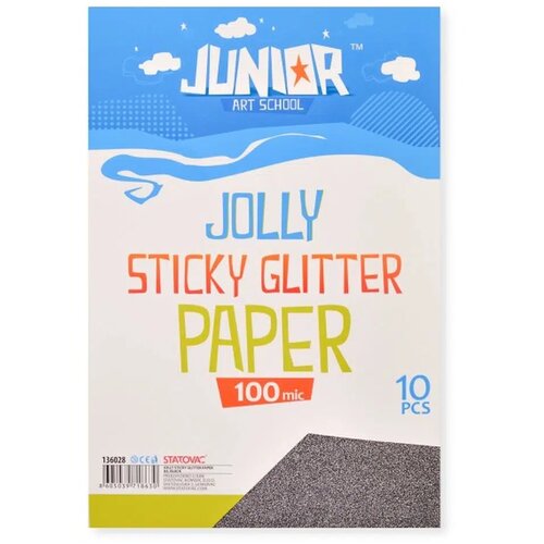 Junior jolly Sticky Glitter Paper, papir samolepljivi, A4, 100mik, 10K, odaberite Crna Slike
