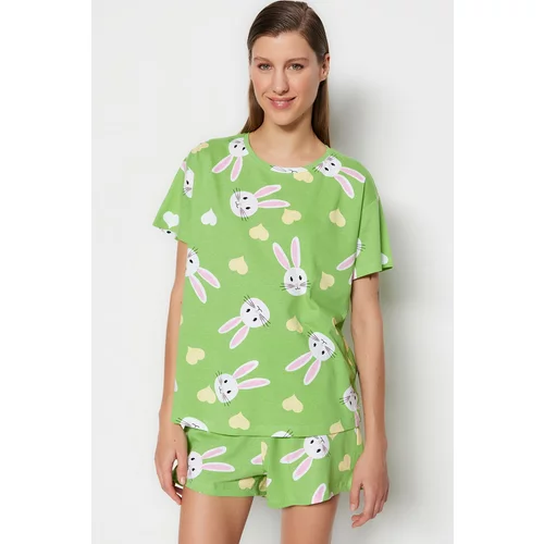 Trendyol Pajama Set - Green - Graphic