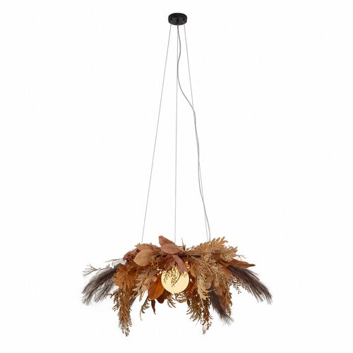 QAZQA Japandi hanglamp zwart met beige bloemen en wit glas - Flower Power Slike