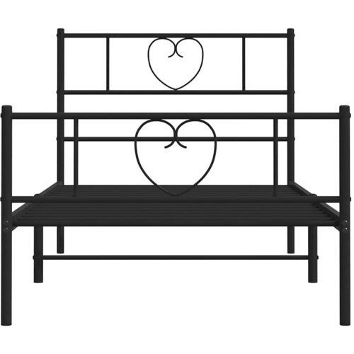  Metalni okvir kreveta uzglavlje i podnožje crni 100x200 cm Slike