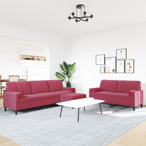  3-dijelni set sofa s jastucima crvena boja vina bar&amp;scaron;unasti Slike