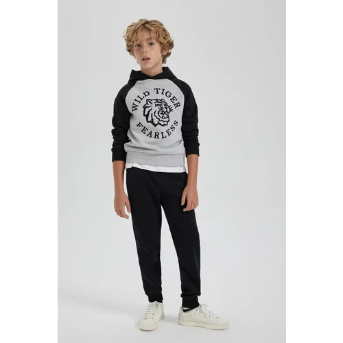 Defacto Boy's Printed Hooded Sweatshirt Sweatpants Set of 2