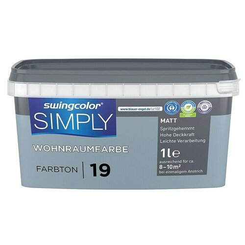 SWINGCOLOR Boja za zid Simply (Plava – br. 19, Mat, 1 l) Cijene