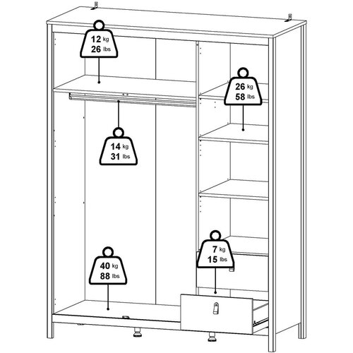 Tvilum Bela garderobna omara z ogledalom 150x199x58 cm Madrid &amp;ndash; Slike