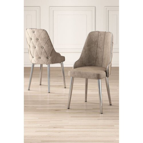 Hanah home set trpezarijskih stolica Krax 4 kom, kapućino tkanina Babyface, hromirane metalne noge Cene