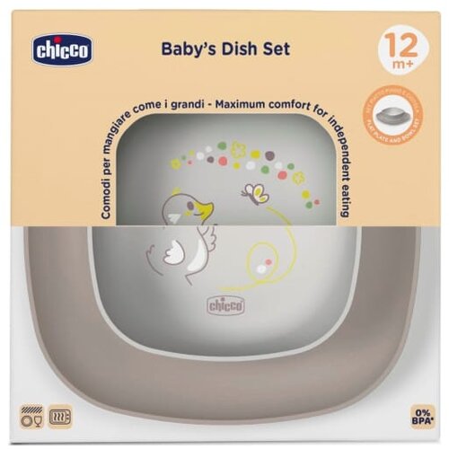 Chicco Set tanjura za jelo, 12m+, Sivi Slike