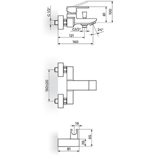 Rosan baterija za kadu Quadro black Slike