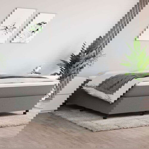  Box spring postelja z vzmetnico temno siva 140x200 cm blago, (20726675) Slike
