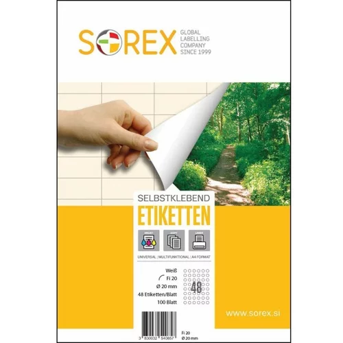  Etikete Sorex okrogle - Ø 20 mm, 100/1