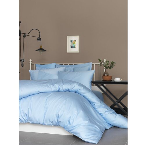 Colourful Cotton Svetlo modra enojna posteljnina iz bombažnega satena 140x200 cm &amp;ndash; Slike
