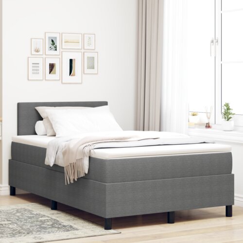 Box Spring Krevet s Madracem &amp LED Svijetlosivi 120x200 cm Kordura Tkanina Cijene