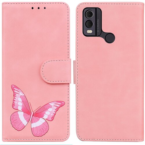 INORCO Torbica iz PU usnja na dotik kože za Nokio C22 Butterfly Printing Denarnica Pokrov za stojalo za telefon, (22037042) Slike