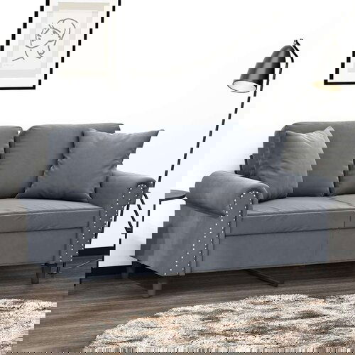  Kavč dvosed z okrasnimi blazinami temno siv 120 cm žamet Cene