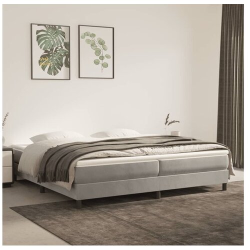  Box spring postelja z vzmetnico svetlo siva 200x200 cm žamet Cene