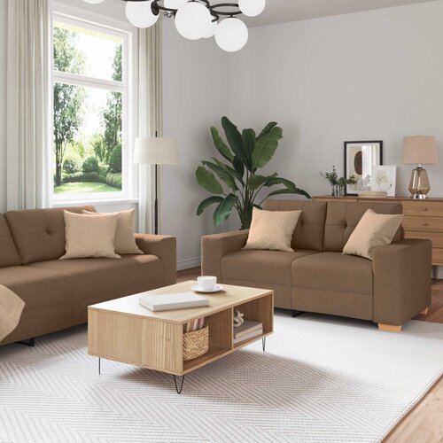 SOFA 2 kom. Smeđa Platnasta tkanina Slike
