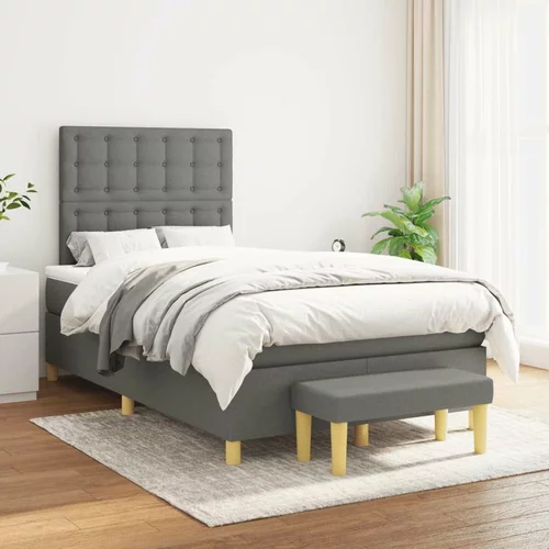  Box spring postelja z vzmetnico temno siva 120x200 cm blago, (20899053)
