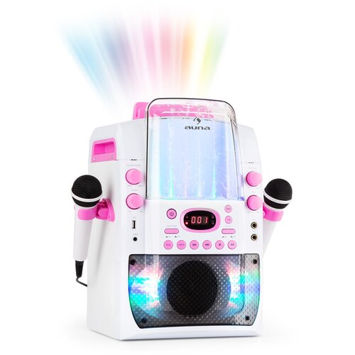 Auna Kara Liquida BT, karaoke sistem, light show, vodnjak, Bluetooth, bela/roza barva Slike