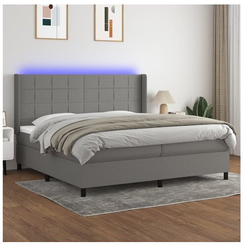  Box spring s madracem LED tamnosivi 200x200 cm tkanina Cijene