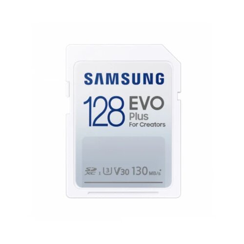 Samsung sdxc 128GB, evo plus, speeds up to 130MB/s, UHS-1 speed class 3 (U3) and class 10 for 4K video Cene