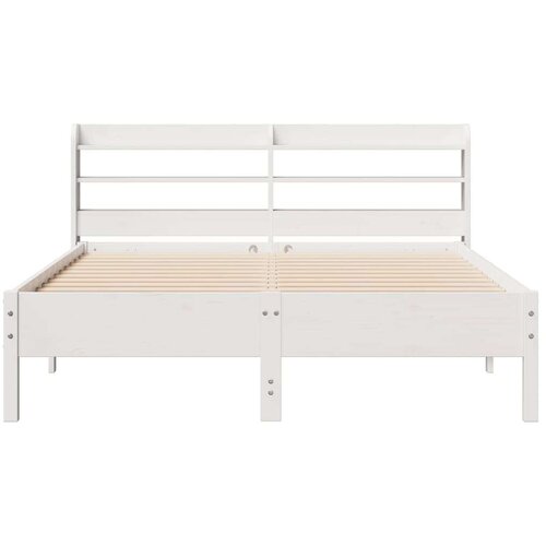 VidaXL Okvir kreveta bez madraca bijeli 140 x 190 cm masivna borovina Slike