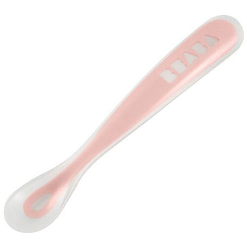 Beaba ergonomska silikonska žlička 1st stage old pink (4+ m) Slike