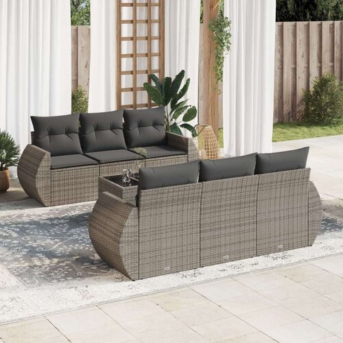  7-dijelni set vrtnih sofa sivi od poliratana Slike