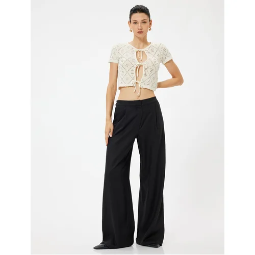  Linen Trousers High Waist Wide Leg Pocket Pleat Detailed