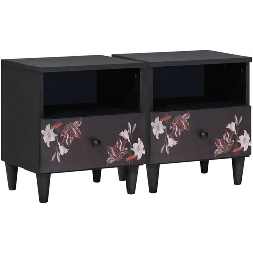 vidaXL Noćni ormarić 2 pcs Smeđa 40 x 33 x 46 cm Čvrsto drvo manga Cene