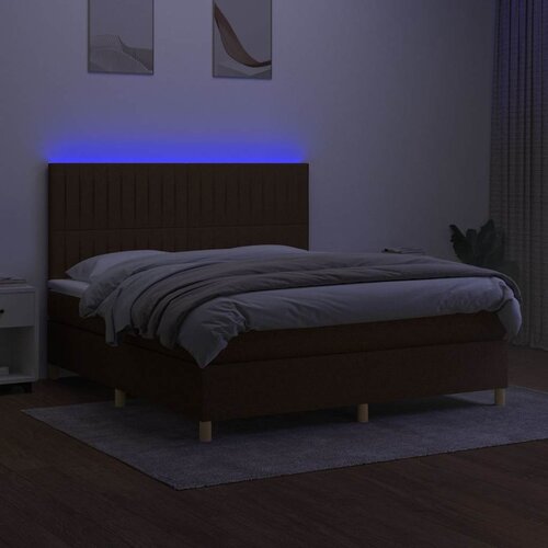  box spring s madracem LED tamnosmeđi 180x200 cm tkanina Slike