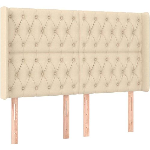  Uzglavlje krem 147 x 16 x 118/128 cm od tkanine Slike