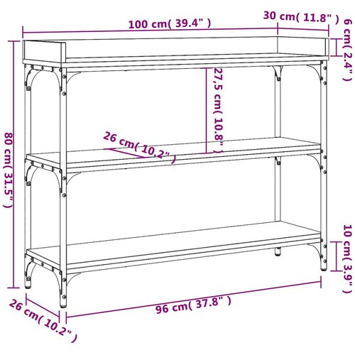  Konzolni stol s policama crni 100 x 30 x 80 cm Slike