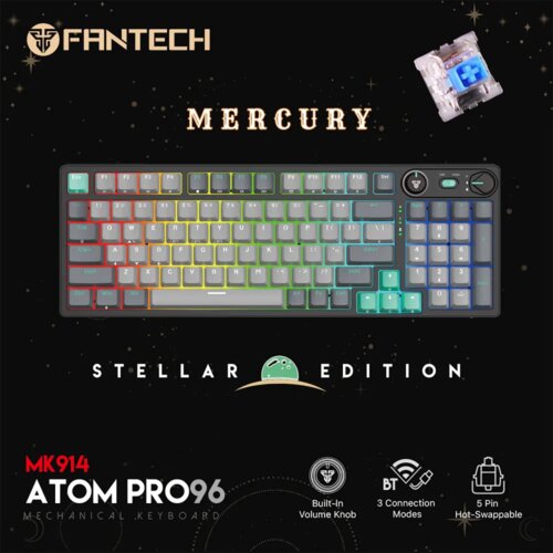 Fantech tastatura mehanička gaming MK914 rgb atom PRO96 wireless (blue switch) Cene