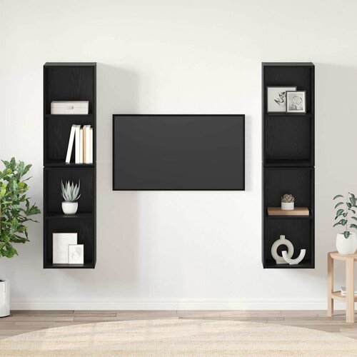  Set TV komoda 4 kom. Crni hrast Konstruirano drvo Crna 37 x 37 x 72 cm Cene