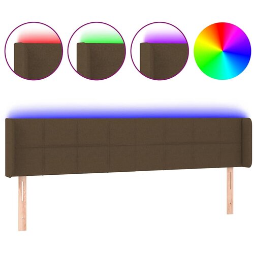  LED Uzglavlje tamnosmeđe 163x16x78/88 cm od tkanine Slike